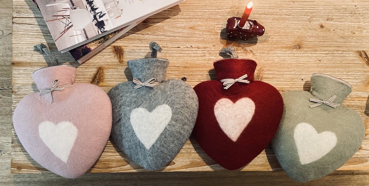 Herz-Wärmflasche HERZ - handgefilzt