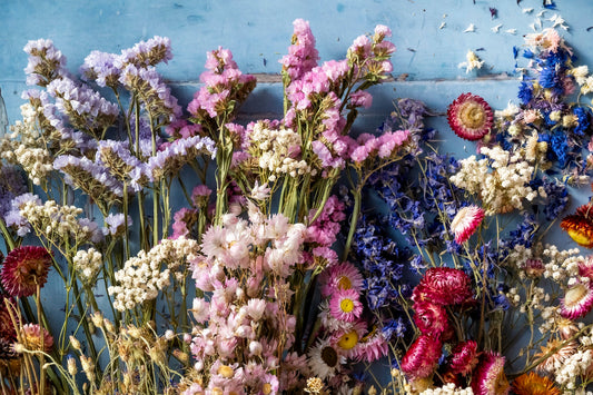 Eine Mischung aus Trockenblumen