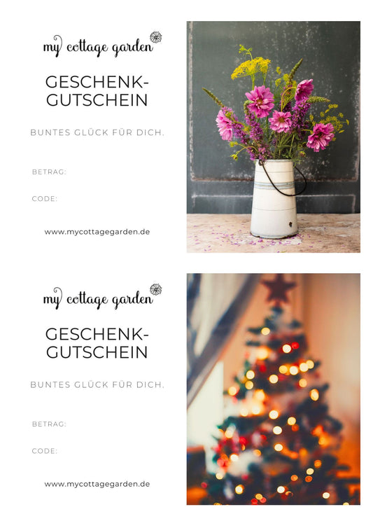 My Cottage Garden Geschenk Gutschein Design.